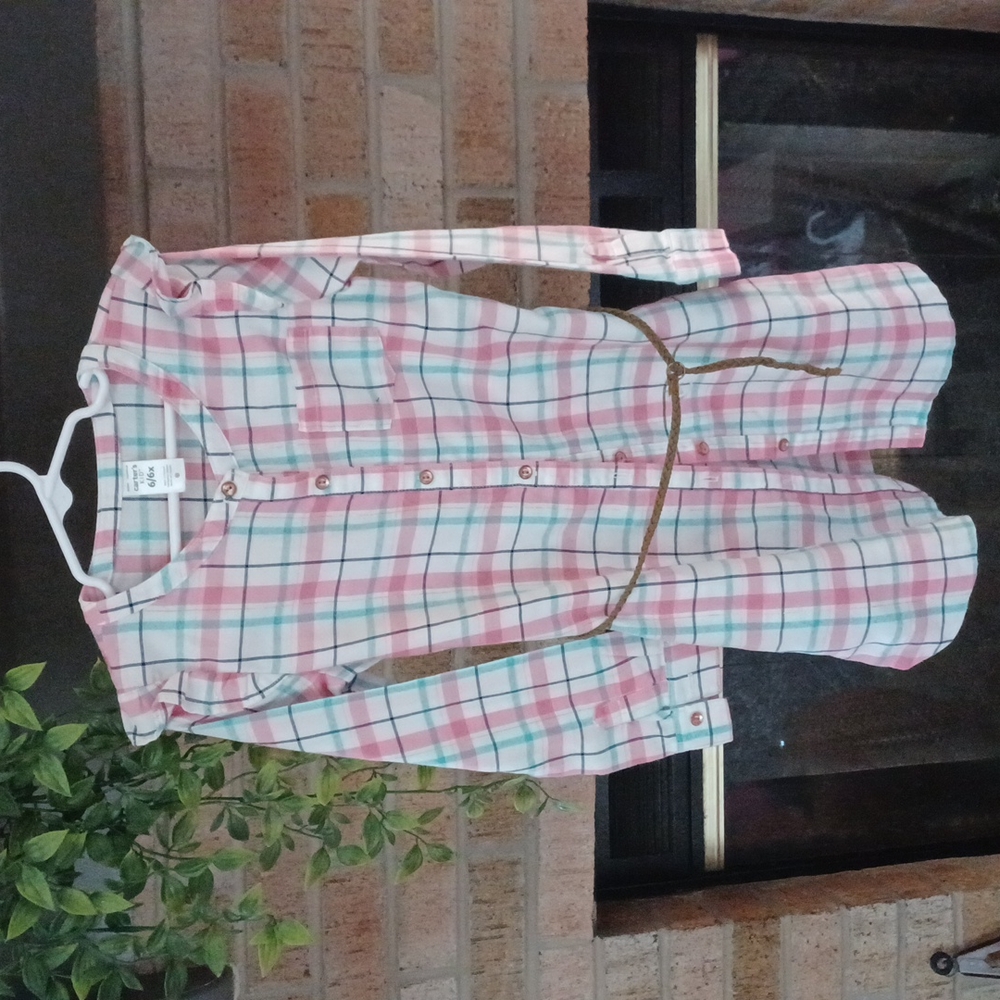 Kids' long sleeve plaid dress